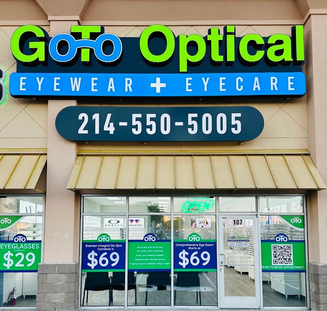 Goto Optical storefront at 4396 DFW Turnpike, Suite 107, Dallas, TX 75211