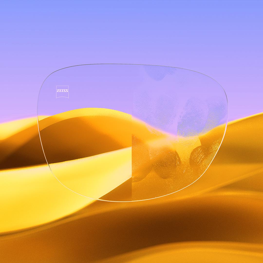 ZEISS lens — easy-clean coating vs smudged lens comparison